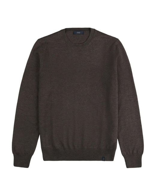 Fay Brown Crew-Neck Wool Sweater for men