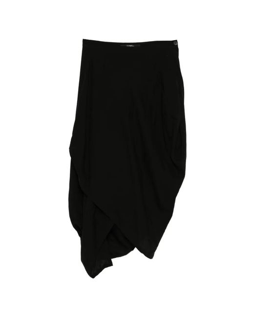 Limi Feu Black Asymmetric Draped Skirt