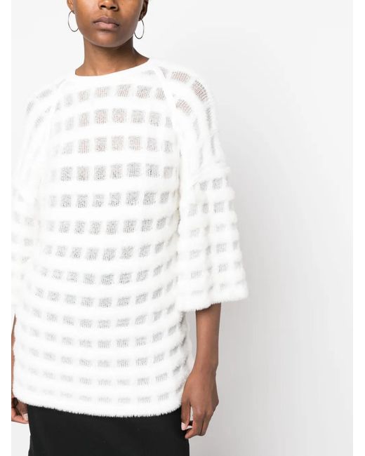 Genny Gebreide Top in het White