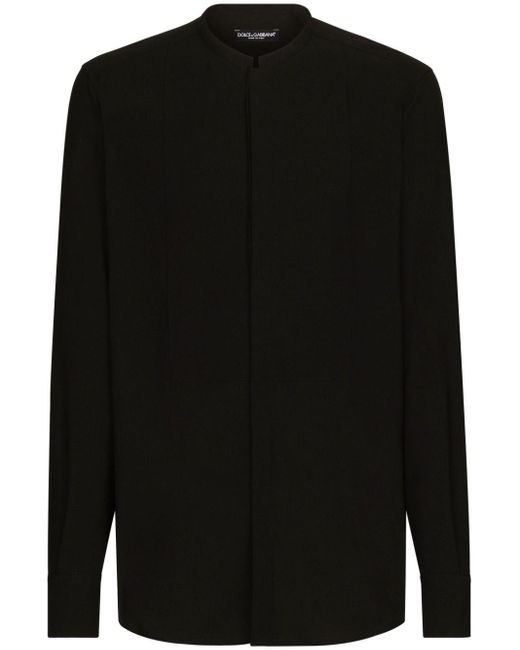Dolce & Gabbana Black Long-sleeved Silk-blend Shirt for men