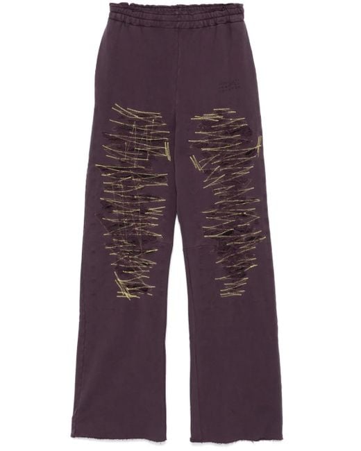 MM6 by Maison Margiela Purple Numbers-Motif Track Pants