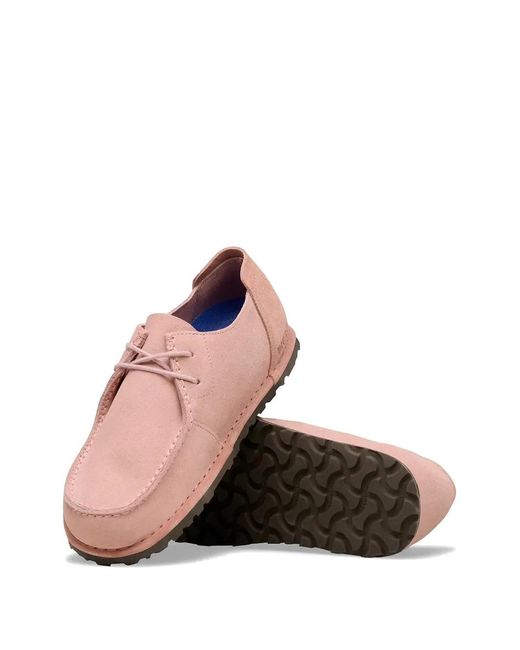 Birkenstock Pink Utti Suede Lace-Up Shoes