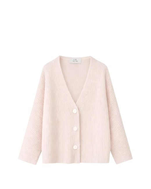 LU REN Pink Cardigan Yamabuki À Col V