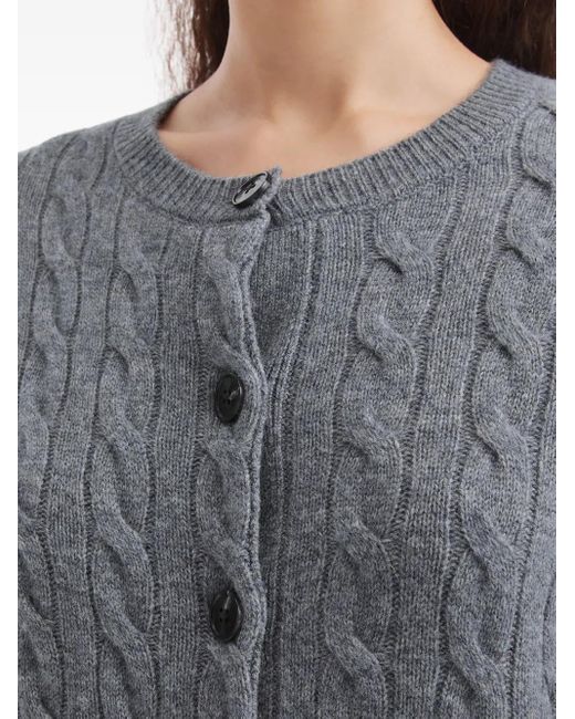B+ AB Gray Cable-Knit Buttoned Cardigan