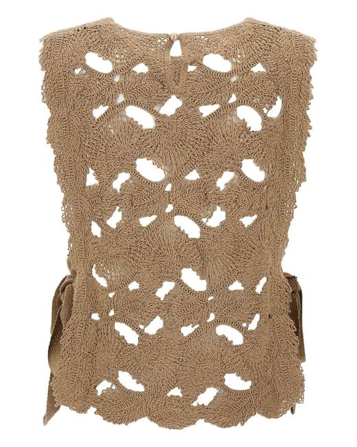 Kangra Brown Crochet-Knit Top