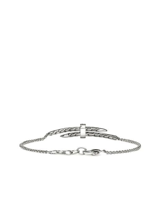 John Hardy White Sterling Spear Station Diamond Bracelet