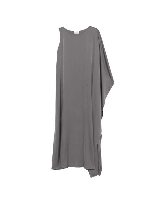 Silkylicious Gray Muse Asymmetric Maxi Dress