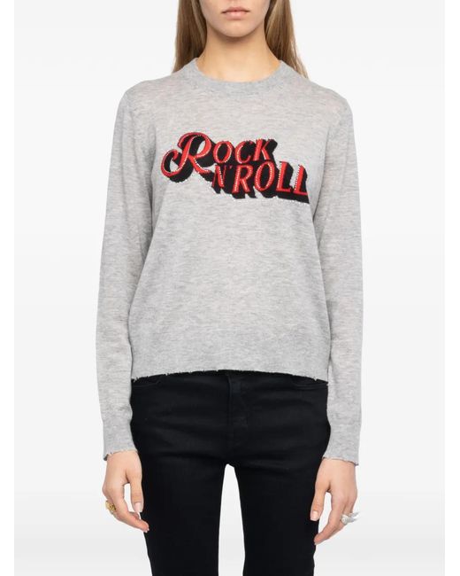 Zadig & Voltaire Gray Embellished Sweater