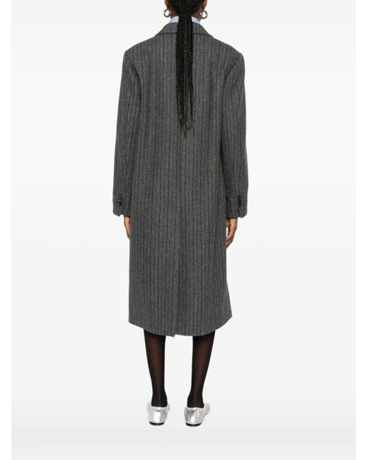 Alberto Biani Gray Striped Coat