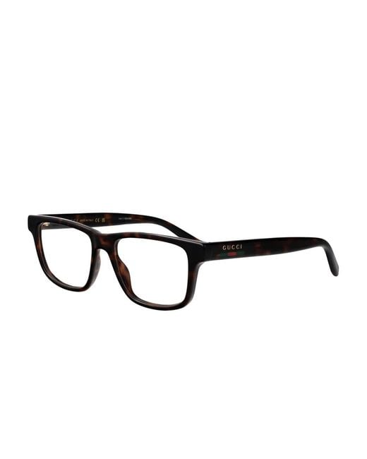 Gucci Brown Rectangle-Frame Glasses for men