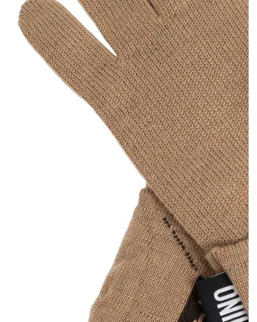 Moschino Brown Logo-Tag Wool Gloves