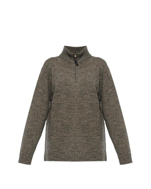 Maison Margiela Gray Quarter-Zip Knitted Sweater