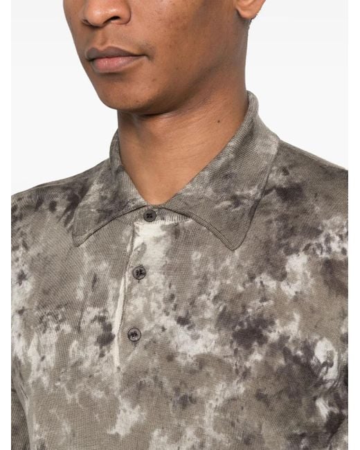 Avant Toi Geribbeld Poloshirt Met Abstracte Print in het Gray voor heren