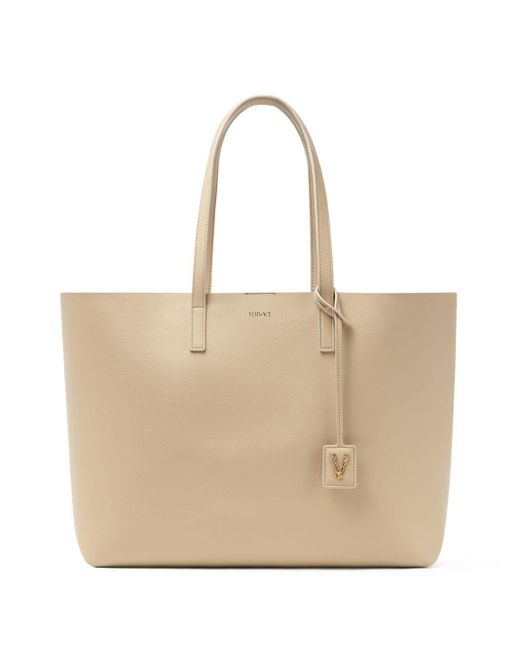 Versace Natural Neutral Virtus Leather Tote Bag - Women's - Calf Leather