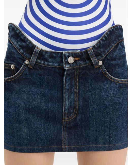 Jean Paul Gaultier Blue Denim Mini Skirt With V-Waist