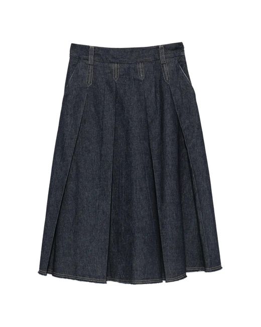 Tela Blue Charlotte/J Pleated Denim Skirt