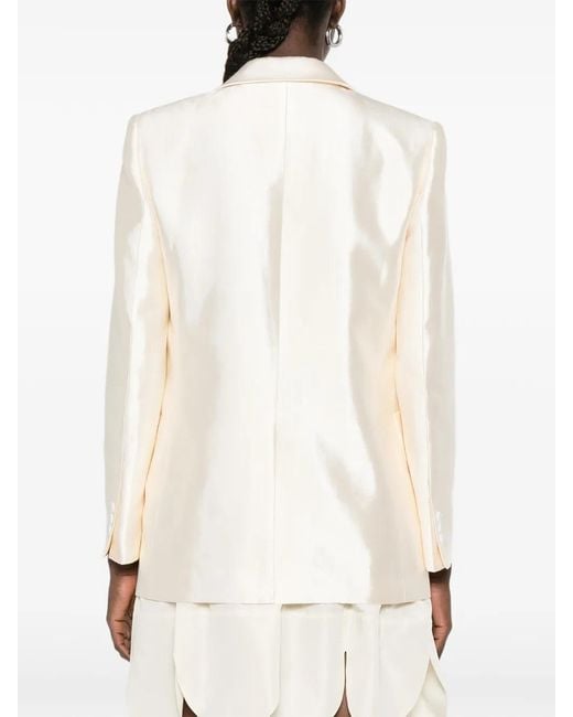 Sandro White Satin Jacket With Flower Detail