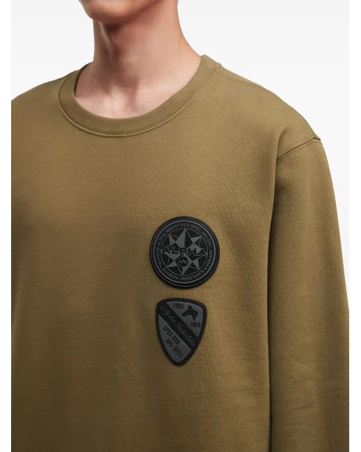 Alpha Industries Green Patch-Pocket Crew-Neck Sweatshirt for men