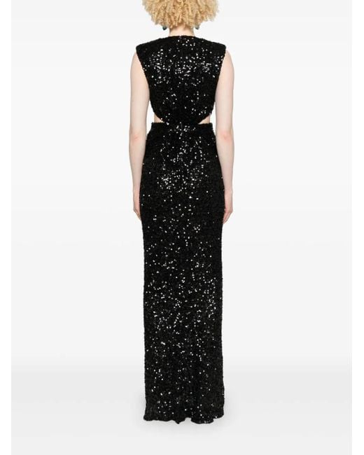 Robe Longue À Sequins Elisabetta Franchi en coloris Black