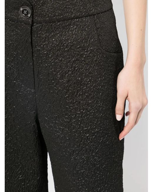 Shiatzy Chen Black Genisis Metallic Textured Trousers