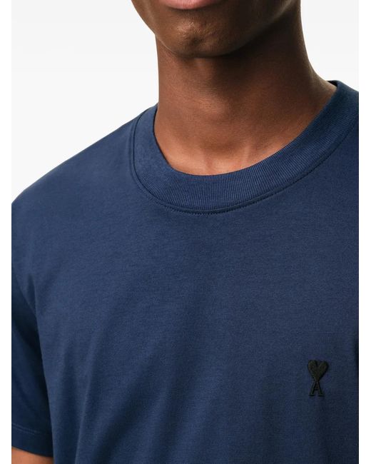 AMI Blue Ami De Coeur Logo T-Shirt for men