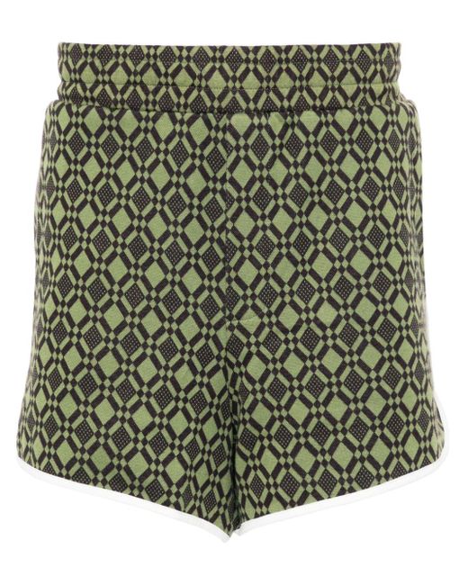 Wales Bonner Green Jersey-Shorts mit geometrischem Muster