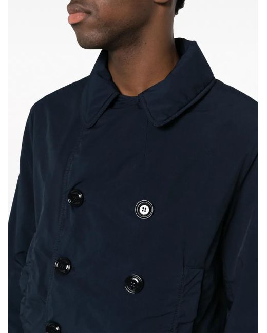 Aspesi Blue Long-Sleeve Double-Breasted Jacket for men