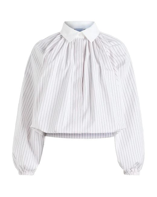 Patou White Striped Balloon-Sleeves Shirt