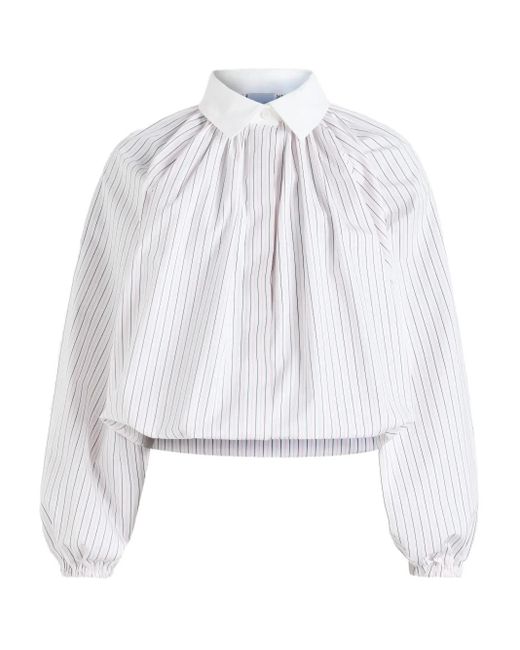 Patou White Striped Balloon-Sleeves Shirt