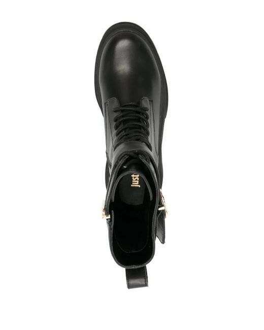 Just Cavalli Black Belted-Ankle Leather Boots