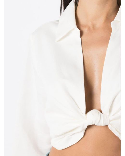 Camisa corta con nudo Adriana Degreas de color White