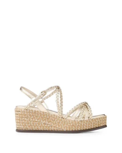 Jimmy Choo Natural Nyra 60 Soft Mix Metallic Nappa Leather Sandal Wedges