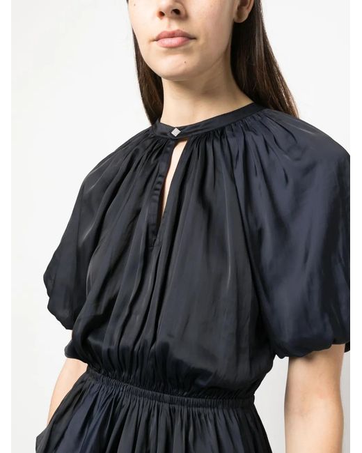 Zadig & Voltaire Black Romina Puff-Sleeve Ruched Mini Dress