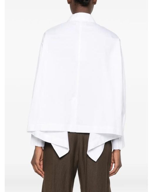 Psophia White Patch-Pocket Peplum Shirt