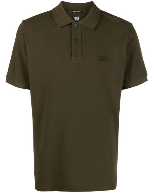 C P Company Green Logo-Embroidered Cotton Polo Shirt for men