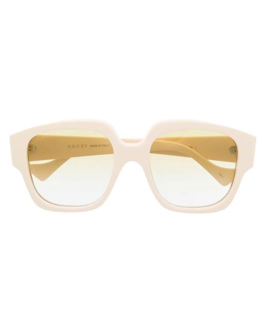 Gucci White Square-Frame Tinted Sunglasses