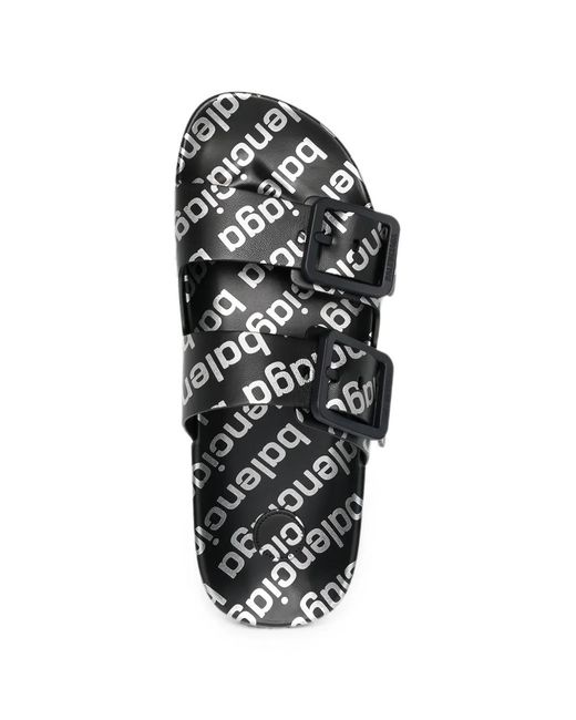Balenciaga White Mallorca Logo-Print Sandals