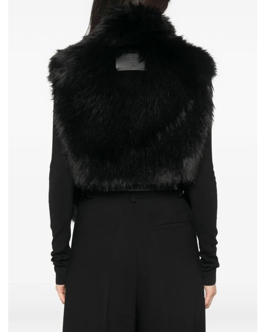 Patrizia Pepe Black Faux-Fur High-Neck Gillet