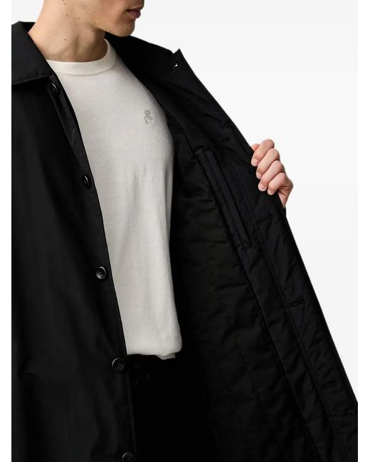 Les Deux Black Quilted-Lining Single-Breasted Coat for men
