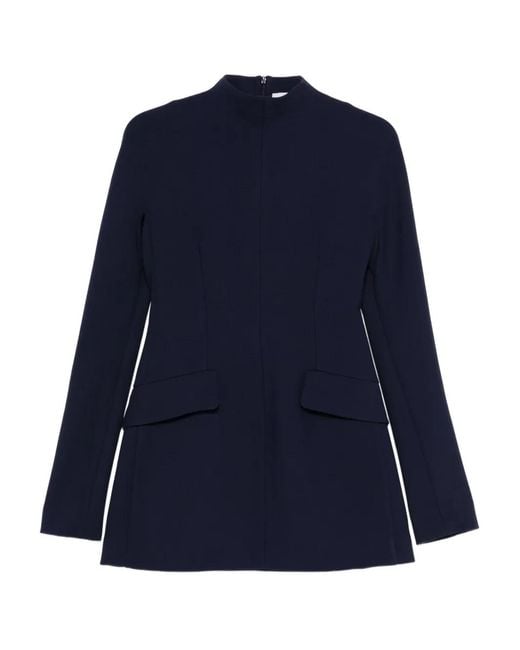 Sportmax Blue Spxtefrite Pockets High-Neck Mini Dress