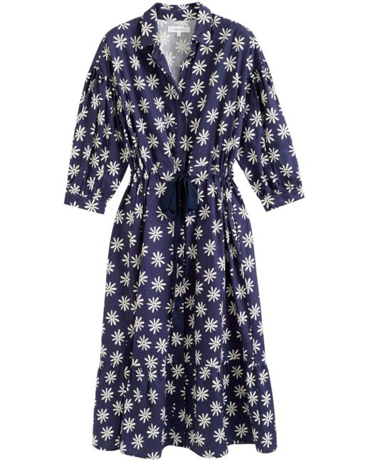 Chinti & Parker Blue Ditsy Floral-print Midi Dress