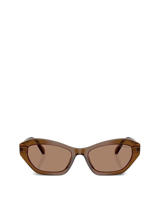 Swarovski Brown Geometric-Frame Sunglasses