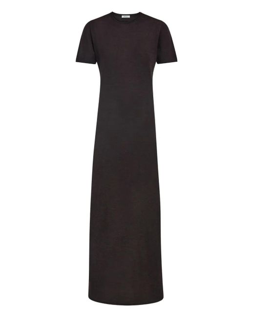 Ferragamo Black Rolled-Neckline Maxi Dress