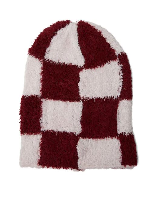 The Elder Statesman Red Checked Beanie for men