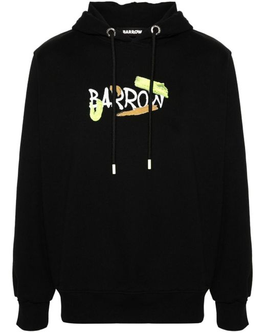 Barrow Black Logo-print Cotton Hoodie