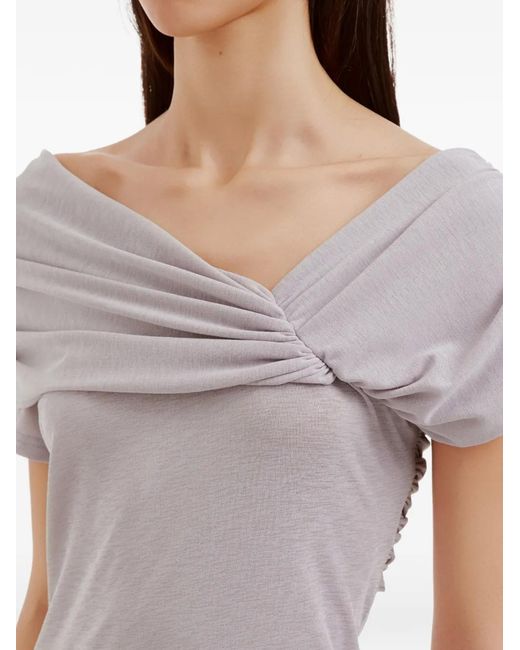 B+ AB Gray Ruched Off-Shoulder Blouse