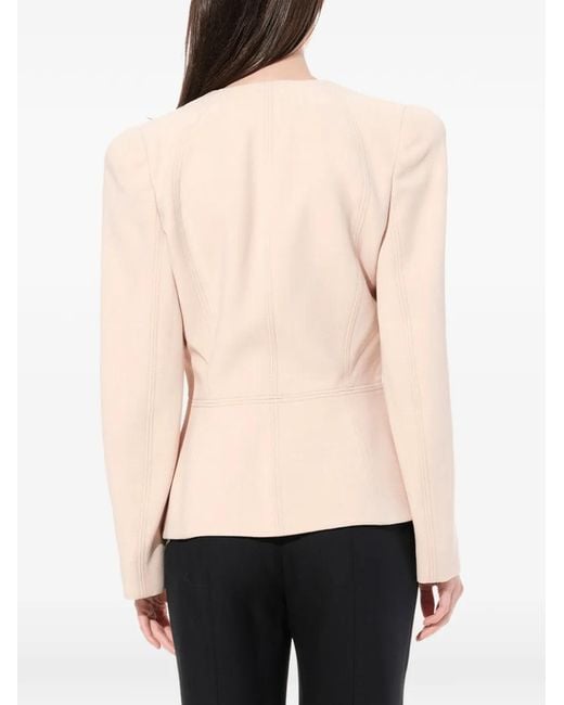 McQueen Natural Topstitched Peplum-Hem Jacket