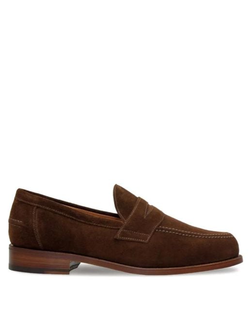 Sanders Brown Aldwych Suede Penny Loafers for men