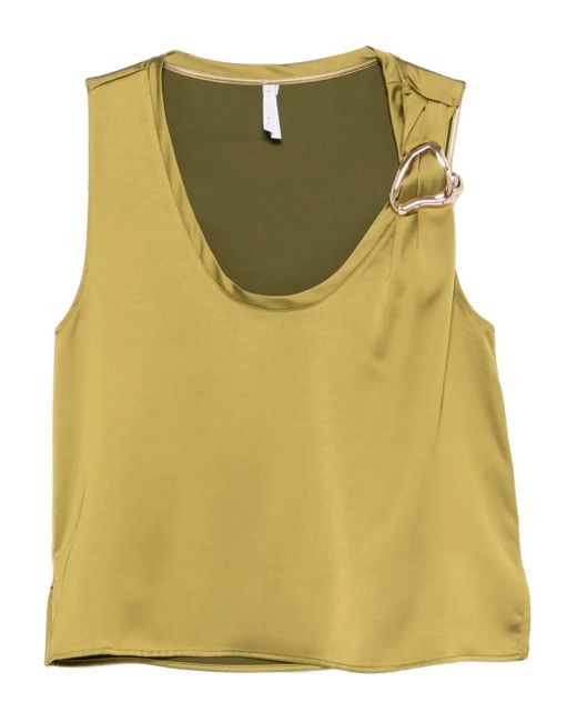 Imperial Yellow Ring-Embellished Sleeveless Top