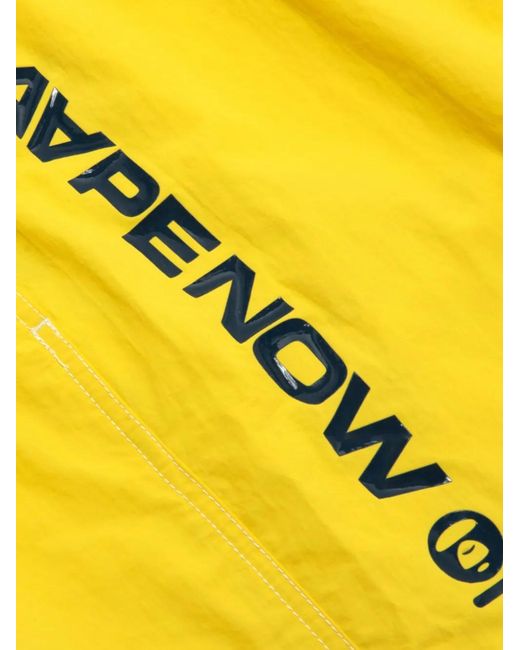 Aape By A Bathing Ape Yellow Logo-Print Elasticated-Waist Shorts for men